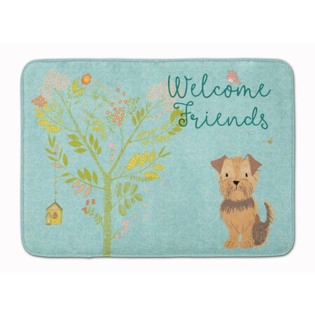 Carolines Treasures Welcome Friends Yorkie Natural Ears Machine Washable Memory Foam Mat BB7642RUG